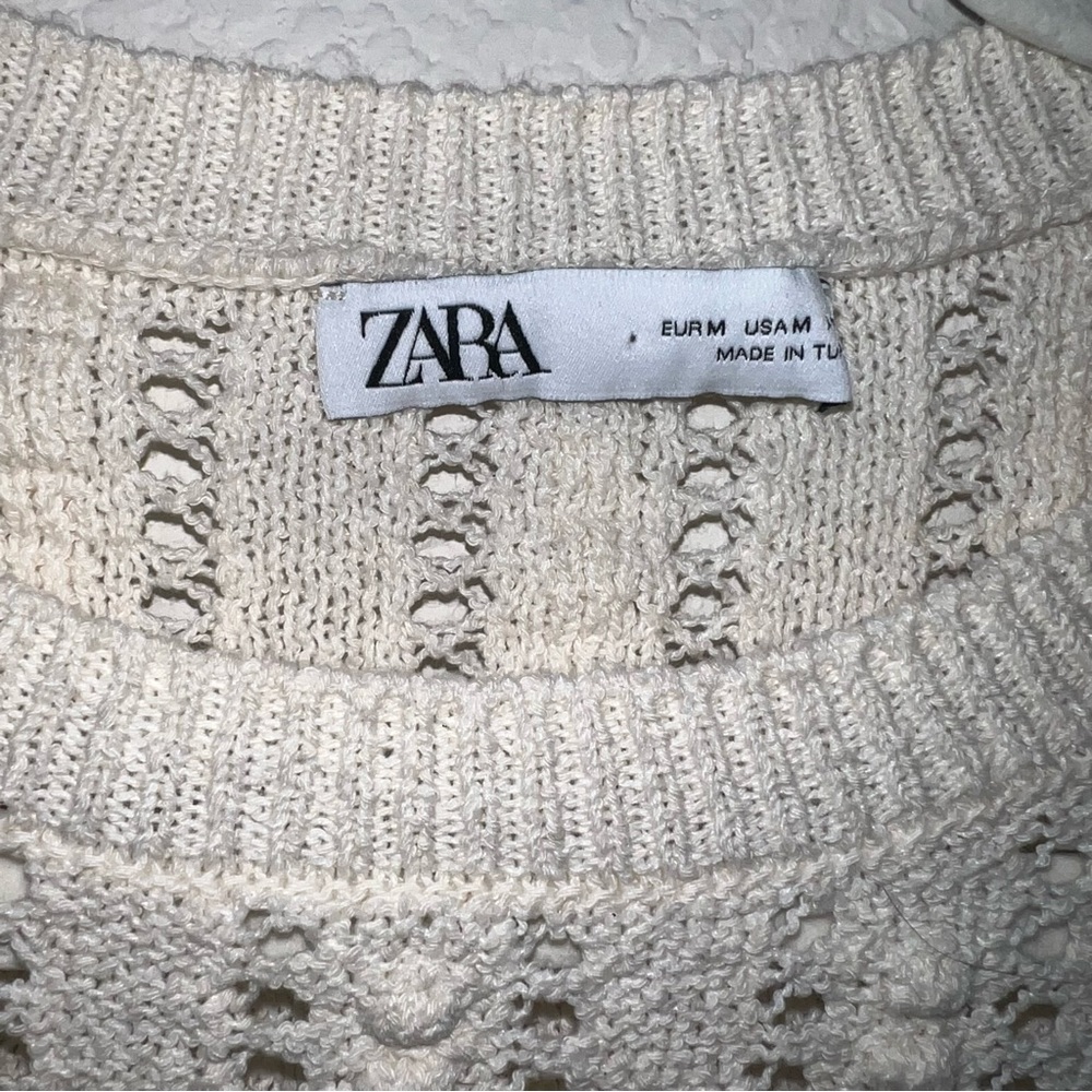 Zara short sleeve textured crotchet knit top - Picture 3 of 5